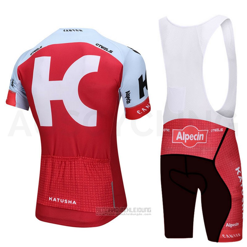 2018 Fahrradbekleidung Katusha Alpecin Rot Trikot Kurzarm und Tragerhose - zum Schließen ins Bild klicken